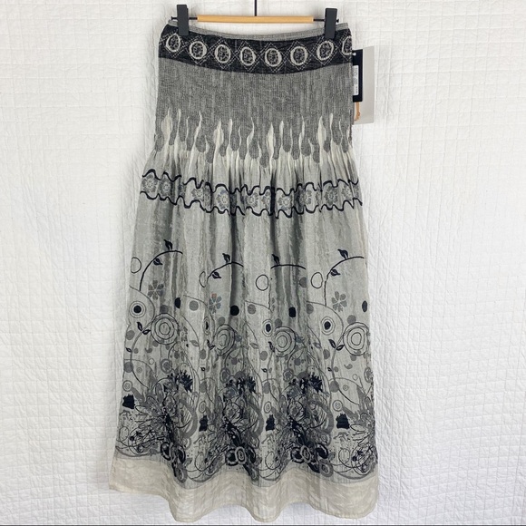 LAPIS ANTHROPOLOGIE Boho Convertible Skirt / Bandeau Dress Smocked OS beach - Picture 4 of 11